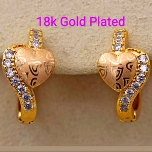 Heart Laser 18k Gold Plated Earrings